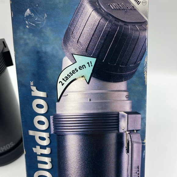 Thermos Vacuum Bottle Add A Cup Stainless Carry Handle Cup Screw Top Black 2816 - Picture 6 of 6